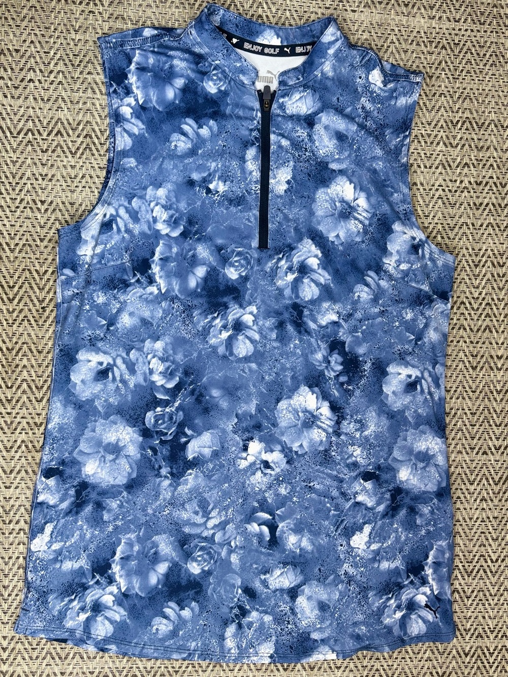 Puma Golf Sleeveless 1/4 Zip Floral Print Performance Polo Top Women’s Size S